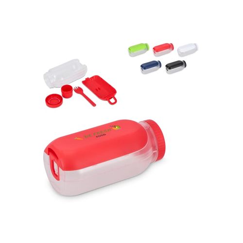 All-in-One Lunch Bowl Container with Sauce Compartment & Spoon-fork