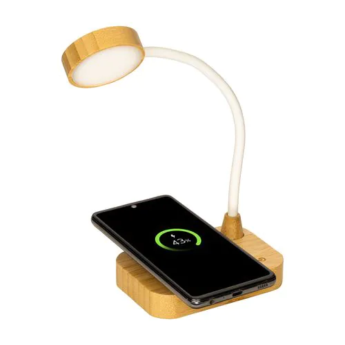 Multifunctional bamboo lamp with 15W wireless charger