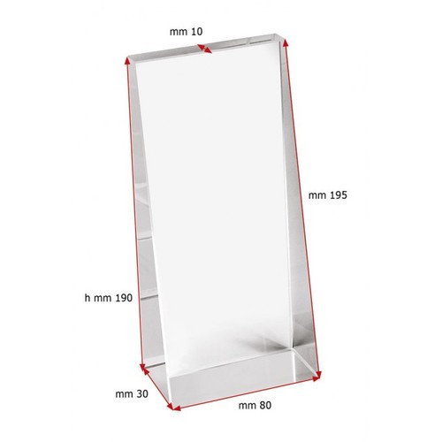 GLASS TROPHY TRANSPARENT 190X80X30 - 10 GLASS TROPHY TRANSPARENT 190X80X30 - 10