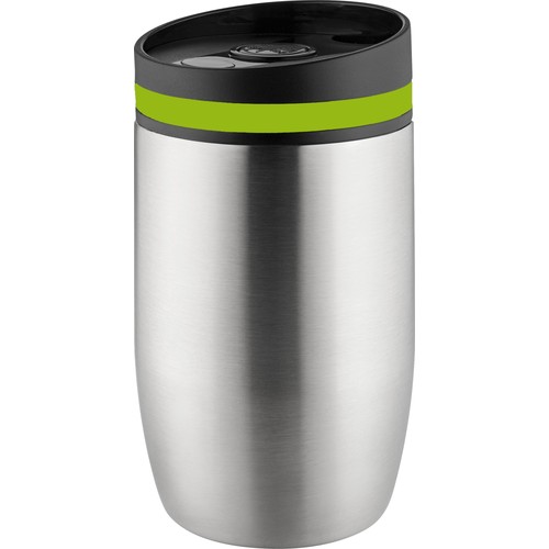 Metmaxx® "CremaOfficinaBudget" thermo mug silver/ring green Metmaxx® "CremaOfficinaBudget" thermo mug silver/ring green