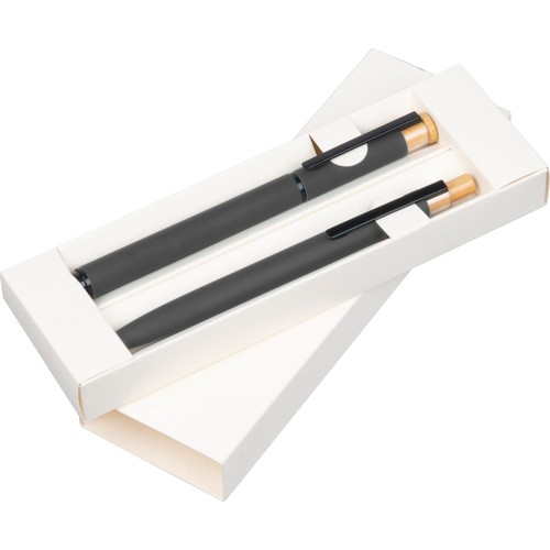 Set décriture avec stylo à bille et roller en aluminium recyclé Set décriture avec stylo à bille et roller en aluminium recyclé