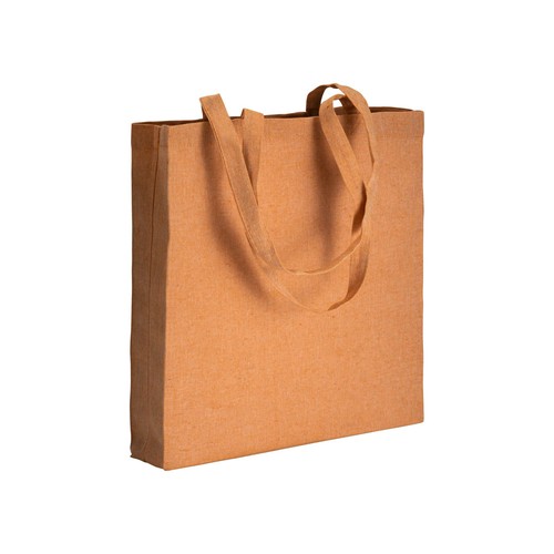 150 g/m2 recycled cotton shopping bag, melange effect, long handles and gusset