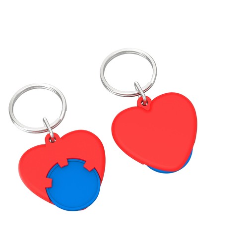 Chiphouder met winkelwagenmuntje 1€ "hart" Chiphouder met winkelwagenmuntje 1€ "hart"