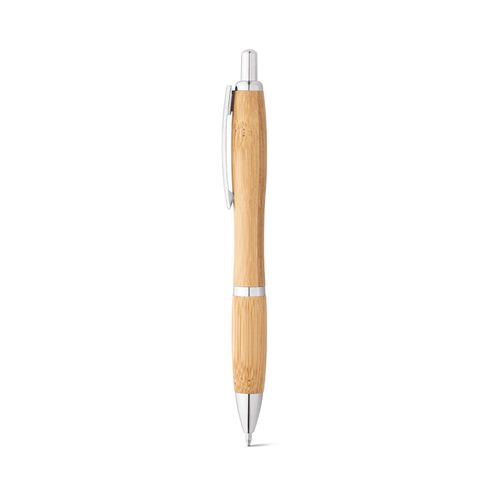 NICOLE. Bamboo ball pen with clip and metal trim