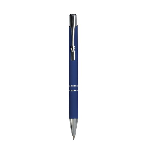 Aluminium snap pen with rubberised grip with 2 chrome trim rings Aluminium snap pen with rubberised grip with 2 chrome trim rings