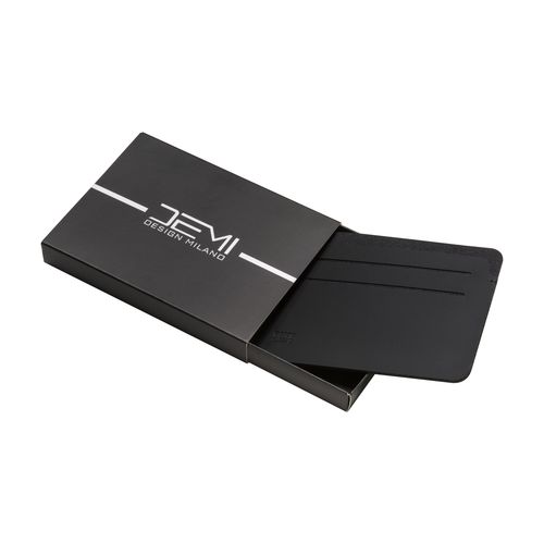 Anti-RFID card holder made of soft PU. With six card compartments and RFID logo