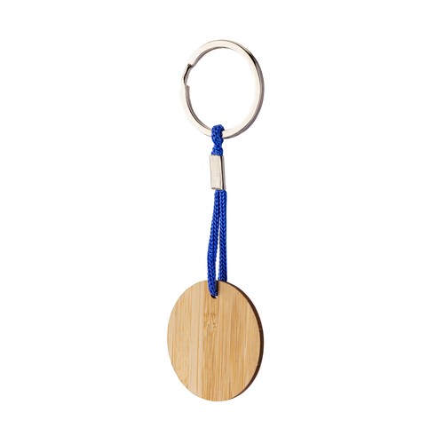 Bamboo keychain with cord and metal ring Bamboo keychain with cord and metal ring