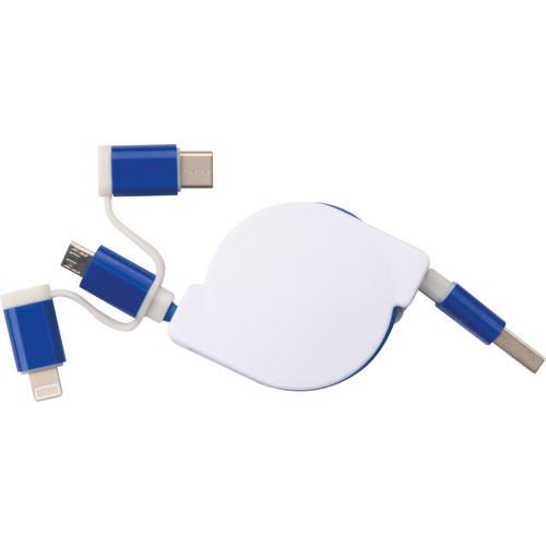 Extendable charging cable with 3 plugs