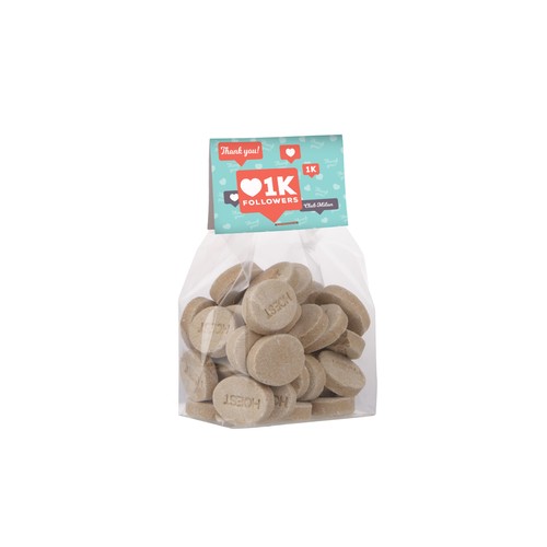 Blokzakje met kopkaartje en 100 gram snoep