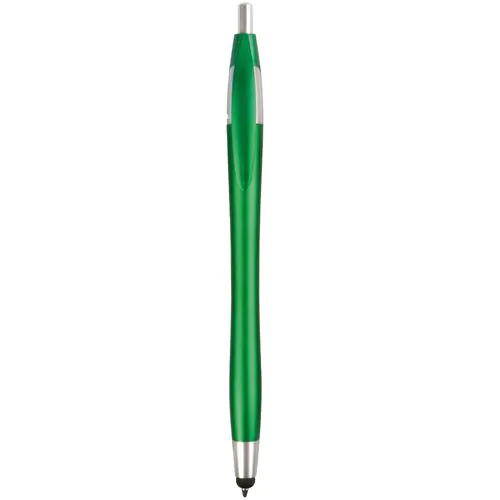 Penna a scatto in plastica con gommino per touch screen Penna a scatto in plastica con gommino per touch screen