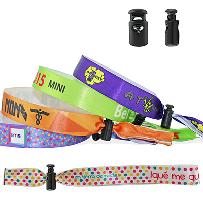Braccialetti in tessuto Effetto Raso personalizzabili, chiusura riutilizzabile in plastica Venice