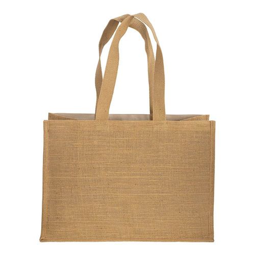 280 g/m2 cotton shopping bag with jute details, long handles and gusset 280 g/m2 cotton shopping bag with jute details, long handles and gusset