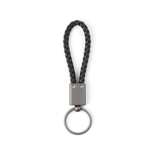 KETCHUM. Porte-clés rectangulaire avec cordon tressé en polyester (21 % recyclé) et 79 % polyuréthane