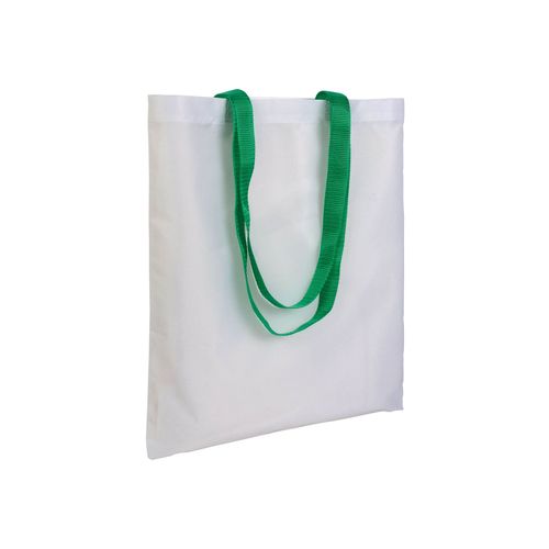 Bolsa blanca de poliester, asas largas coloradas