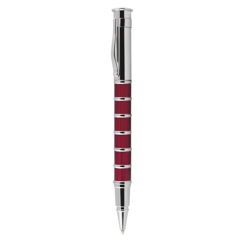ROLLERBALL PEN WITH RINGS RED AND CHROM ROLLERBALL PEN WITH RINGS RED AND CHROM