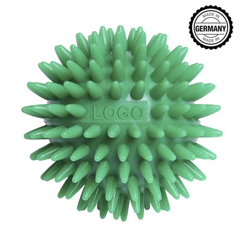 Balle de massage hérisson avec gaufrage rectangulaire (78 mm, couleur personnalisée), "Made in Germany"