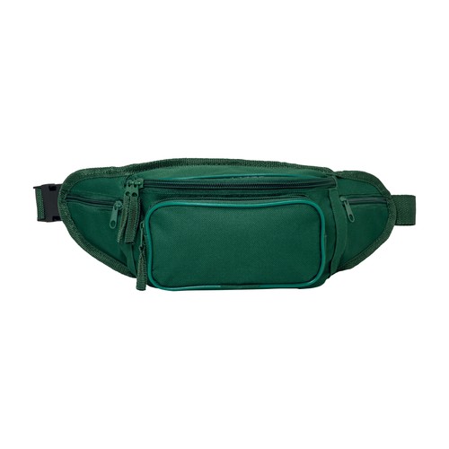 600D polyester 5-pocket waist bag with adjustable waist strap and clip closure
