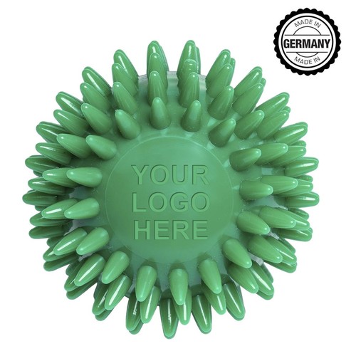 Balle de massage hérisson avec gaufrage rond (78 mm, couleur personnalisée), "Made in Germany"