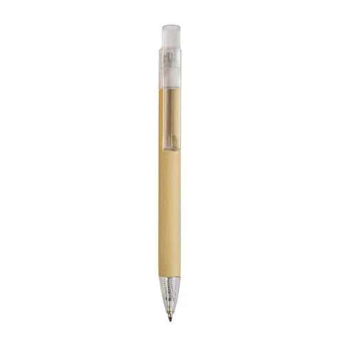 Stylo à déclic en papier recyclé avec détails plastique Stylo à déclic en papier recyclé avec détails plastique