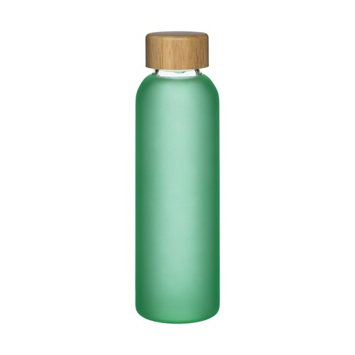 Bouteille en verre dépoli et bouchon en bambou, capacité 500 ml Bouteille en verre dépoli et bouchon en bambou, capacité 500 ml