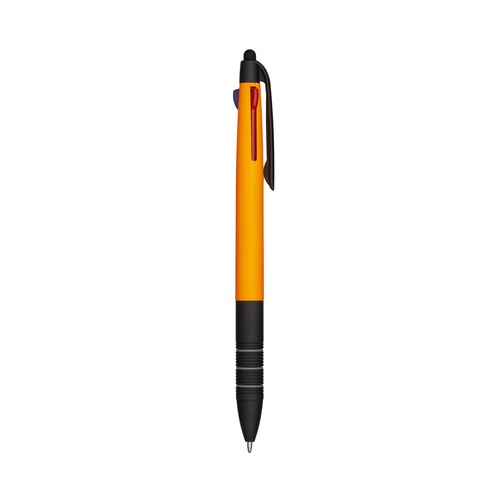 Penna a scatto in plastica con 3 refill dei colori blu, nero e rosso