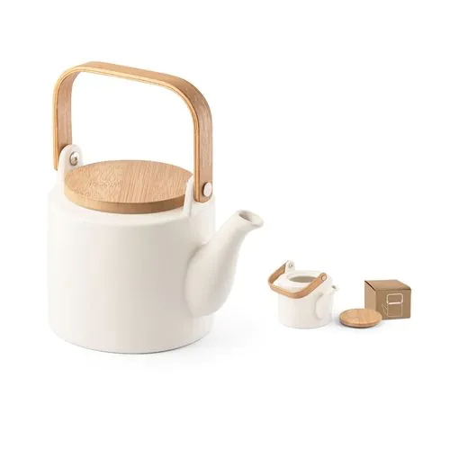GLOGG. 700 mL ceramic teapot with bamboo lid GLOGG. 700 mL ceramic teapot with bamboo lid