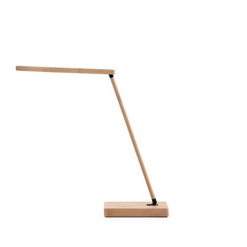 MOREY. Inklapbare bureaulamp met 15W supersnelle draadloos oplader in bamboe MOREY. Inklapbare bureaulamp met 15W supersnelle draadloos oplader in bamboe