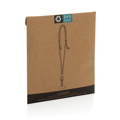 LoopAmp RCS rPET verstelbaar telefoonkoord met 60W kabel LoopAmp RCS rPET verstelbaar telefoonkoord met 60W kabel