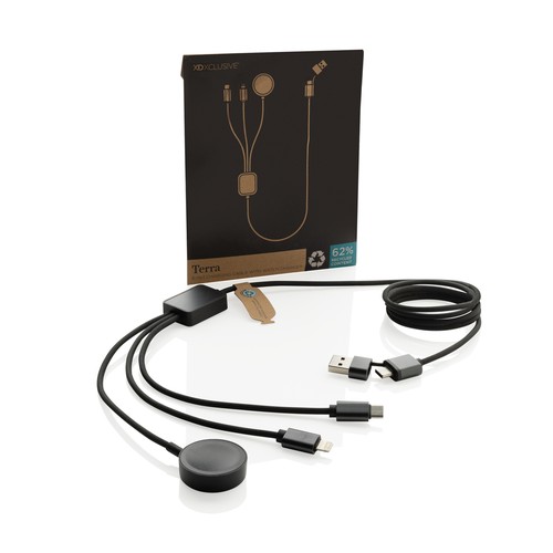 Câble 6-en-1 avec chargeur de montre en rPET RCS Terra