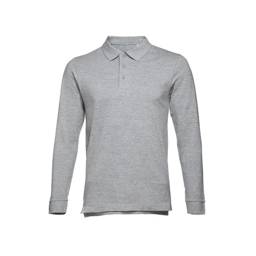 THC BERN. Polo da uomo a maniche lunghe in cotone cardato THC BERN. Polo da uomo a maniche lunghe in cotone cardato