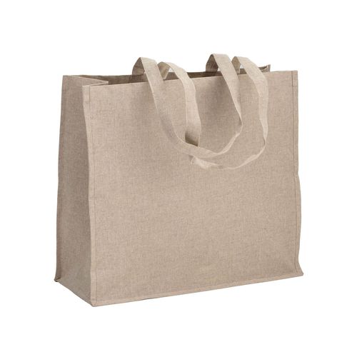 120 g/m2 recycled cotton shopper with PP inner coating, long handles and gusset 120 g/m2 recycled cotton shopper with PP inner coating, long handles and gusset