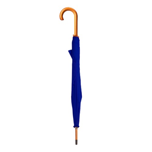 Umbrella with curved wooden shaft and grip