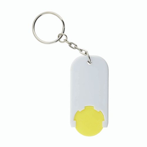 Plastic key ring with shopping trolley token Plastic key ring with shopping trolley token