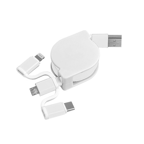 Cable d'alimentation USB type C, lightning, micro USB retractable