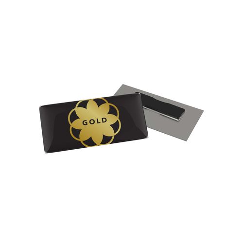 Badge Megan Metal, Rectangular, 74 x 30 mm, Magnet, Doming in full color