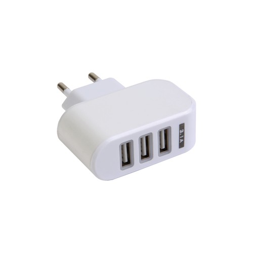 Chargeur multiporte USB mural, en plastique avec 3 entrées (3 entrées chacune de 5V/1000 m