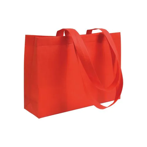 Shopper avec soufflet à la base en TNT 70gm2 thermosoudé, anses longues Shopper avec soufflet à la base en TNT 70gm2 thermosoudé, anses longues