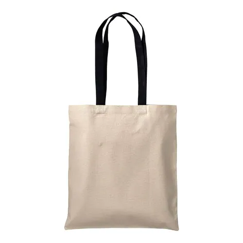 Shopper en coton naturel 220 g/m2, anses longues colorées Shopper en coton naturel 220 g/m2, anses longues colorées
