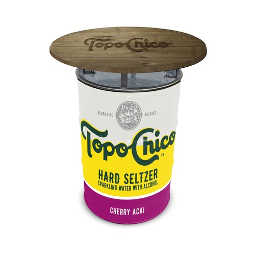 Barrel Table Full Colour with Barnwood Table Top Barrel Table Full Colour with Barnwood Table Top