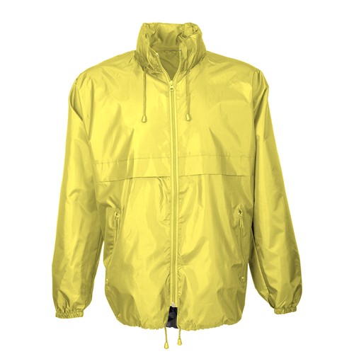 190T polyester windbreaker with fold-away hood with zip. Folds up into a waist bag 190T polyester windbreaker with fold-away hood with zip. Folds up into a waist bag