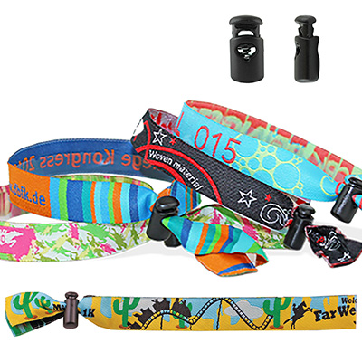 Woven wristbands with reusable plastic closure, Venice Woven wristbands with reusable plastic closure, Venice