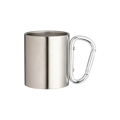 Tazza in acciaio con manico in alluminio a moschettone, 200 ml Tazza in acciaio con manico in alluminio a moschettone, 200 ml
