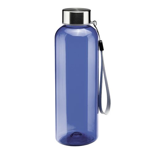 Transparent bottle in recycled PET 500 ml. Plastic cap with cord Transparent bottle in recycled PET 500 ml. Plastic cap with cord