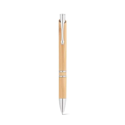 BETA BAMBOO. Bamboo ball pen with clip and metal trim