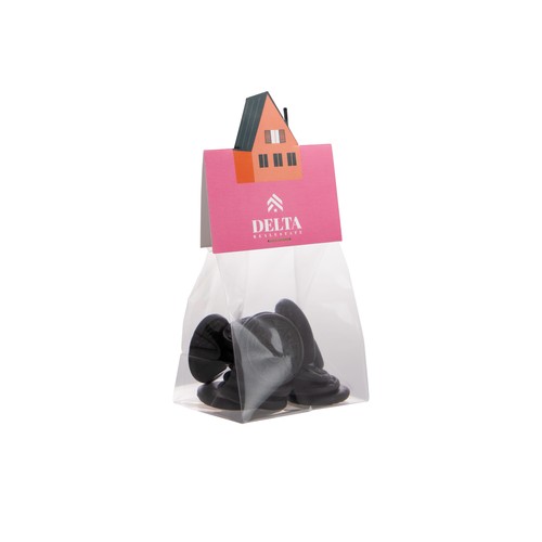 Block bag with header card in your own shape and 50 grams of candy Block bag with header card in your own shape and 50 grams of candy