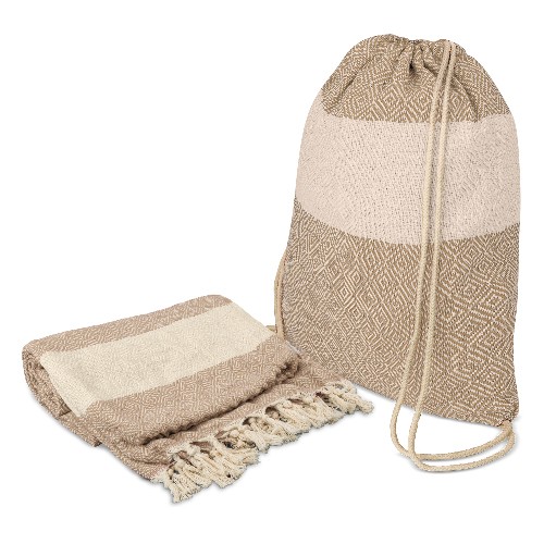 Organic cotton pareo towel with backpack bag Grizzy