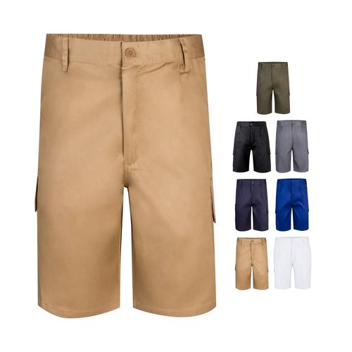 VL CHIONE. Bermuda in keperstof met meerdere zakken (200g/m²), van katoen (35%) en polyester (65%)