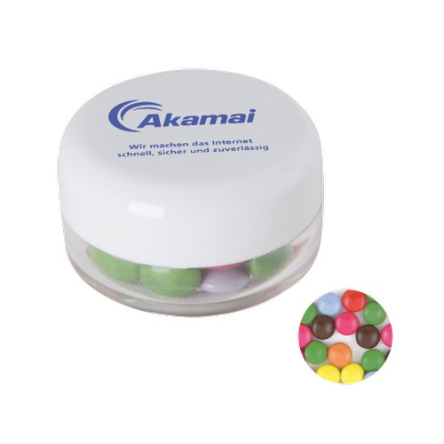 Boîte plastique ronde avec dragées chocolat