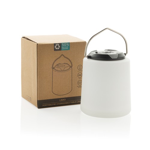 Limio RCS recycled plastic portable re-chargeable table lamp