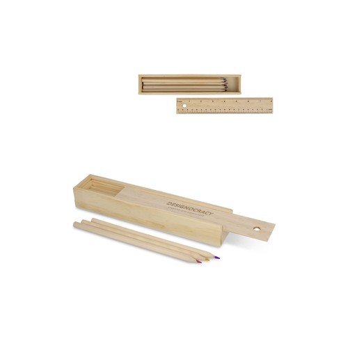 Colouring pencils in wooden sliding box Colouring pencils in wooden sliding box